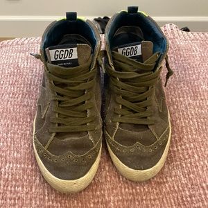 Golden Goose Midstar - olive green and neon yellow